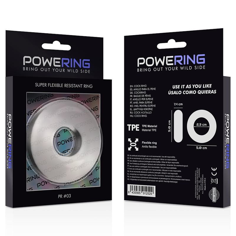 POWERING - SUPER FLEXIBLE Y RESISTENTE ANILLO PENE 5CM PR03 CLEAR