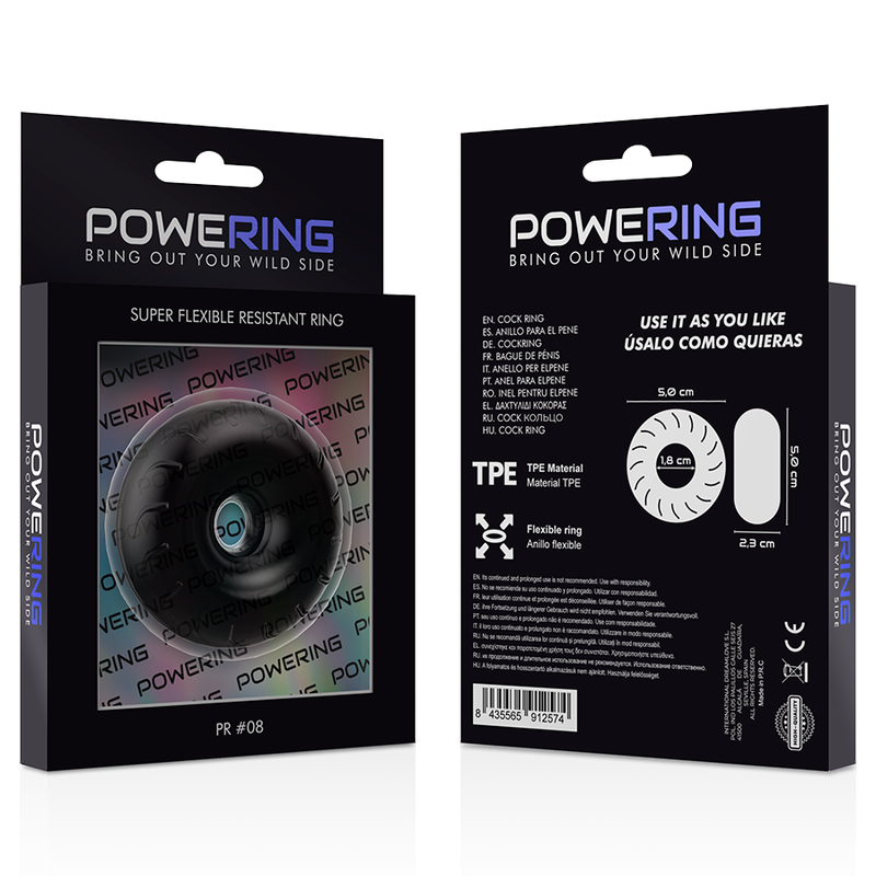 POWERING - SUPER FLEXIBLE Y RESISTENTE ANILLO PENE 5CM PR08 NEGRO
