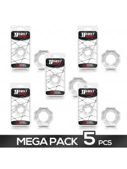 Pack de 5 Anillo para el Pene Super Flexible Poligonal 22 cm Transparente
