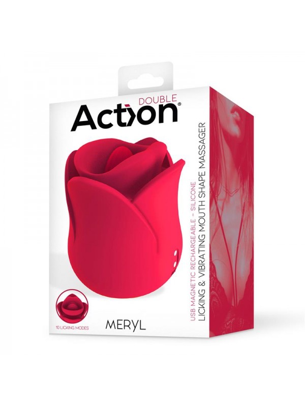 Meryl Estimulador Vibrador de Rosa con Lengua 2 Motores