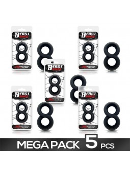 Pack 5 Anillo para el Pene 100 Silicona Liquida 2 cm Negro