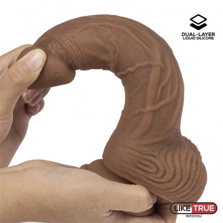 Dildo Realista Silicona Liquida Dual Layer 825 Bronceado