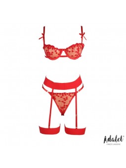 Zoey Set Sujetador Tanga y Liguero con Corazones Rojo