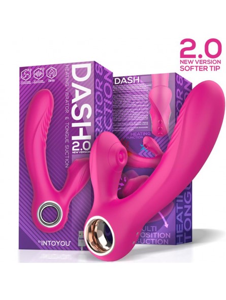 Dash 20 Softer Tip Vibrador Succionador con Lengua Estimuladora y Funcion Calor Silicona USB