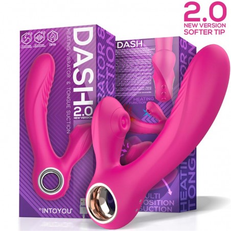 Dash 20 Softer Tip Vibrador Succionador con Lengua Estimuladora y Funcion Calor Silicona USB