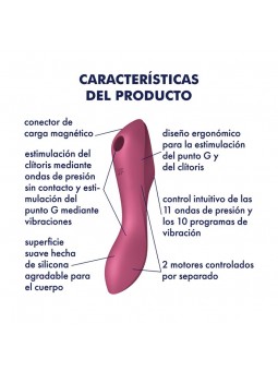 Curvy Trinity 3 Vibrador y Succionador Triple Estimulacion USB Rojo