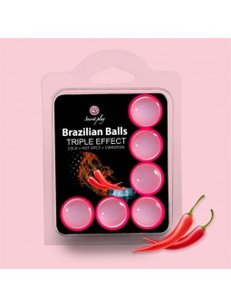 Set 6 Brazilian Balls Triple Efecto Calor Frio y Vibracion