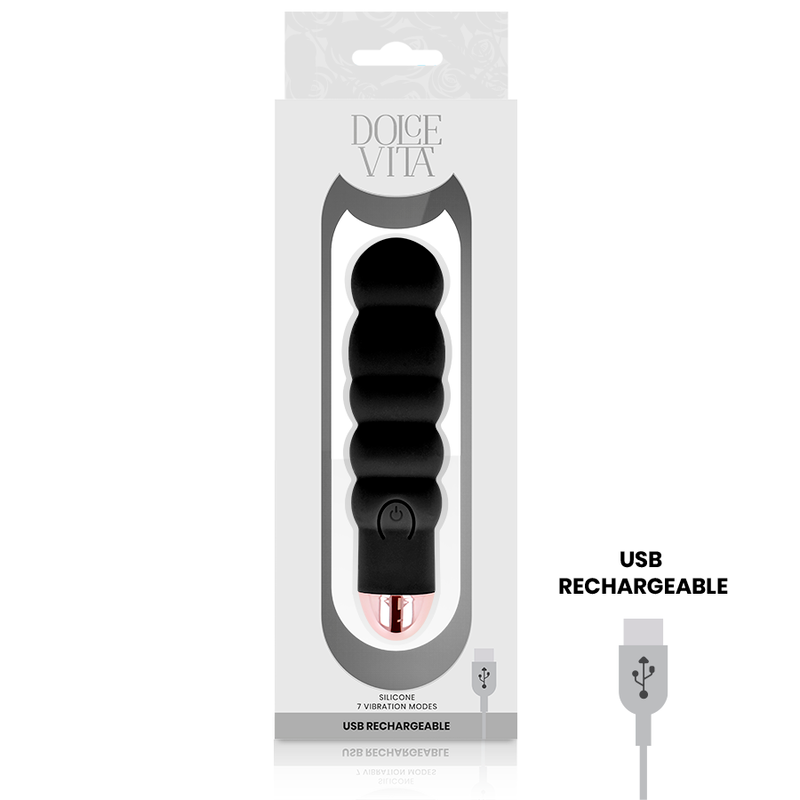 DOLCE VITA - VIBRADOR RECARGABLE SIX NEGRO 7 VELOCIDADES