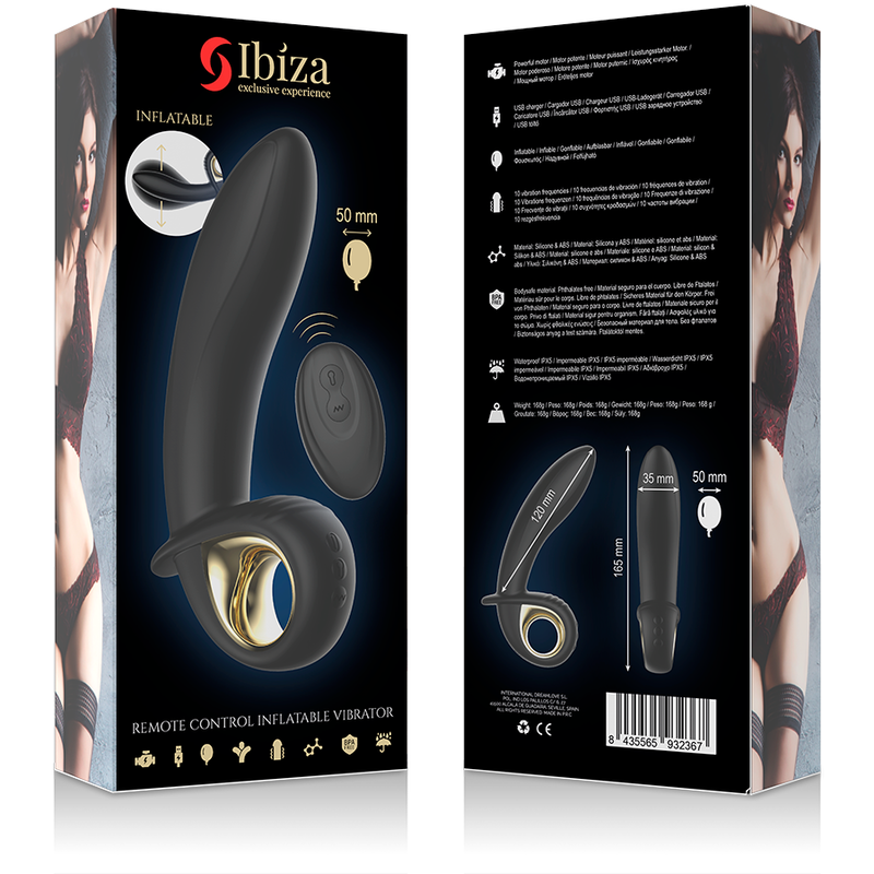 IBIZA - POTENTE VIBRADOR HINCHABLE ANAL/VAGINAL CONTROL REMOTO