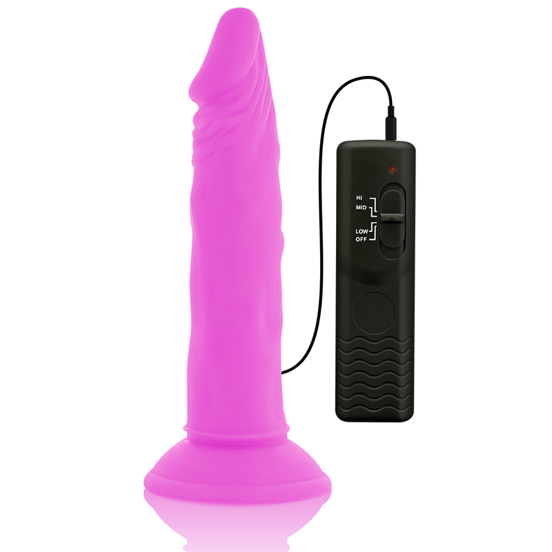 DIVERSIA - DILDO FLEXIBLE CON VIBRACION LILA 23 CM -O- 4.3 CM