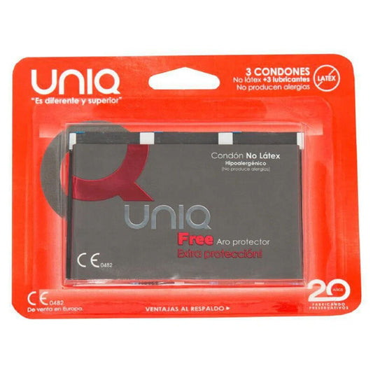 UNIQ - FREE LATEX-FREE CONDOMS WITH PROTECTIVE RING 3 UNITS