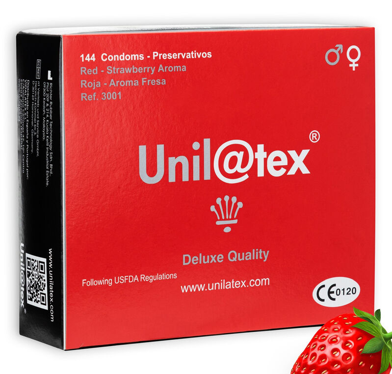 UNILATEX - PRESERVATIVOS ROJOS/FRESA 144 UDS