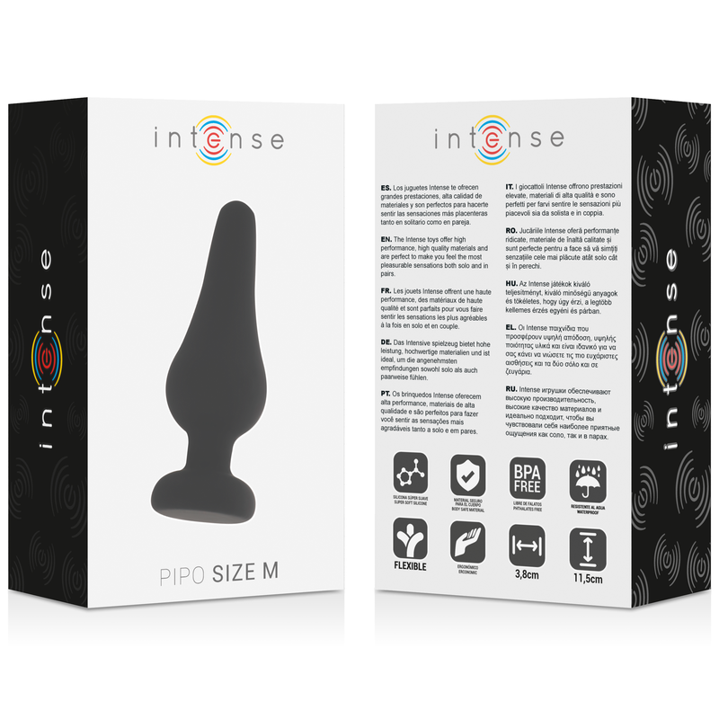 INTENSE - ANAL PLUG PIPO M SILICONE NEGRO 11 CM