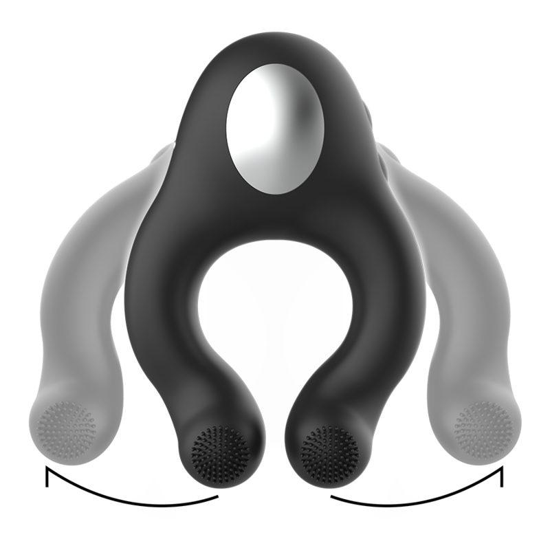 BLACK&SILVER - ANILLO VIBRADOR SILICONA 3 MOTORES RECARGABLE NEGRO