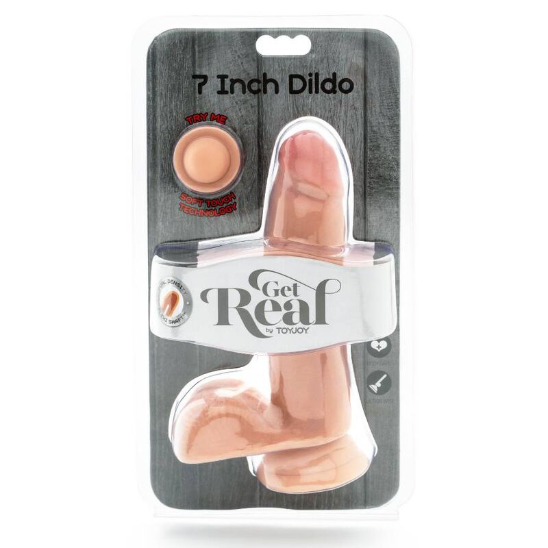 GET REAL - DUAL DENSITY DILDO 12 CM CON TESTICULOS NATURAL