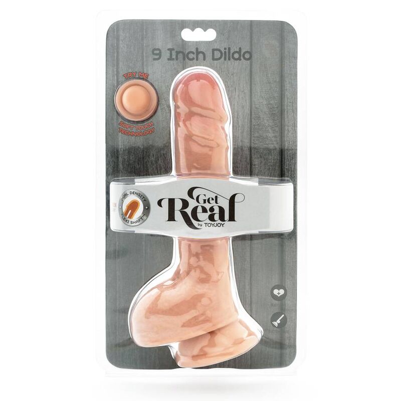 GET REAL - DUAL DENSITY DILDO 25,5 CM CON TESTICULOS NATURAL