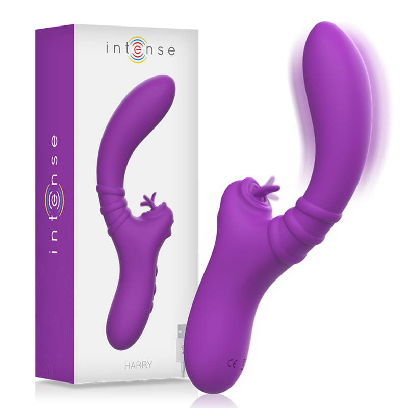 INTENSE - HARRY VIBRADOR FLEXIBLE CON LENGUA MORADO