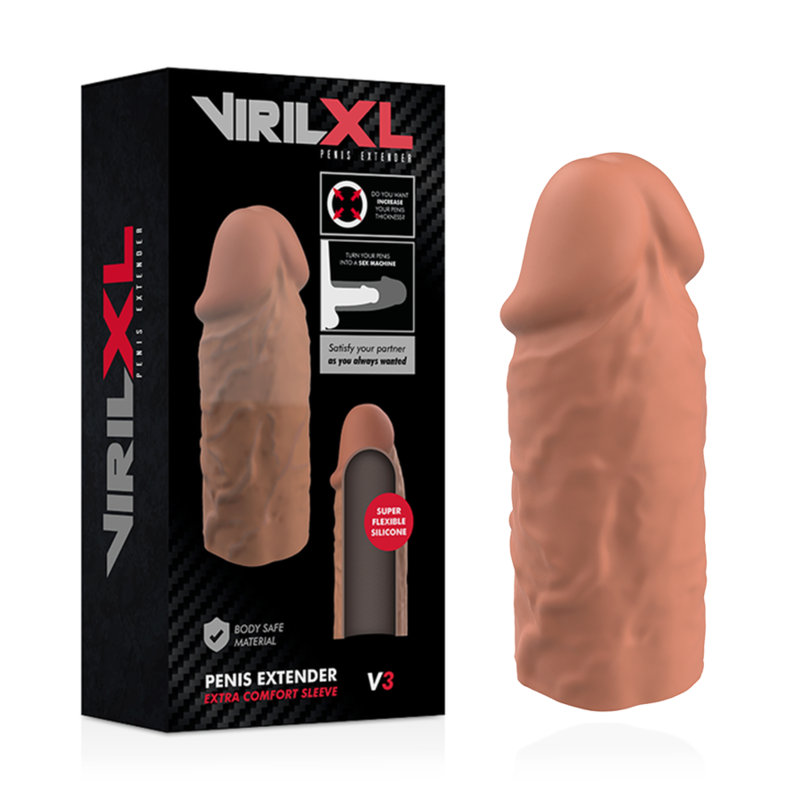 VIRILXL - EXTENSION DE PENE LIQUID SILICONE V3 MARRON