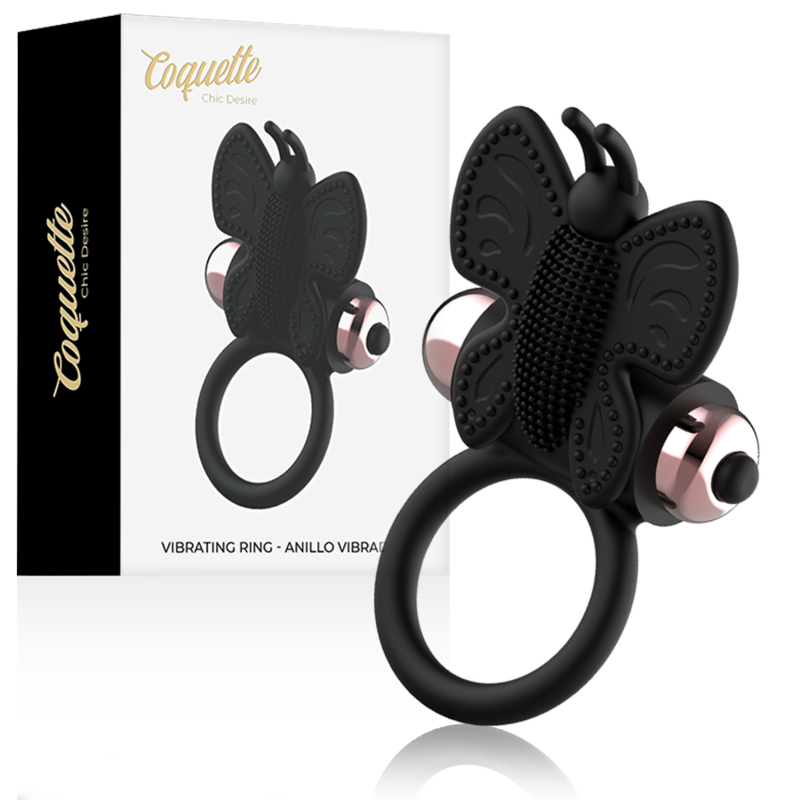 COQUETTE CHIC DESIRE - COCK RING BUTTERFLY VIBRATOR RING BLACK / GOLD