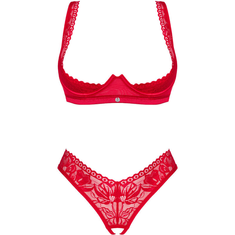 OBSESSIVE - LACELOVE SET DOS PIEZAS CUPLESS ROJO XS/S