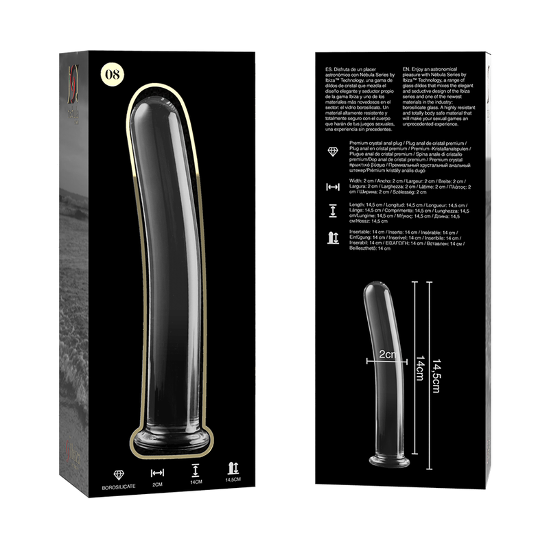 NEBULA SERIES BY IBIZA - MODELO 8 DILDO CRISTAL BOROSILICATO TRANSPARENTE 14.5 CM -O- 2 CM