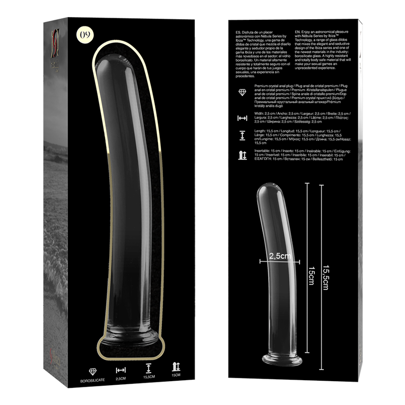 NEBULA SERIES BY IBIZA - MODELO 9 DILDO CRISTAL BOROSILICATO TRANSPARENTE 15.5 CM -O- 2.5 CM