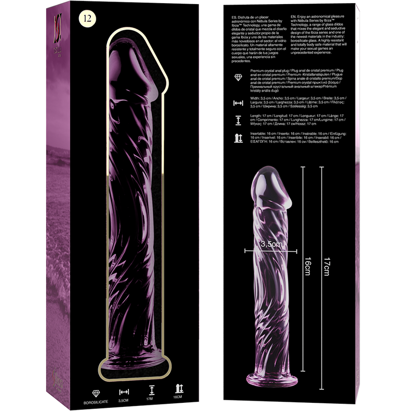 NEBULA SERIES BY IBIZA - MODELO 12 DILDO CRISTAL BOROSILICATO TRANSPARENTE 17 CM -O- 3.5 CM