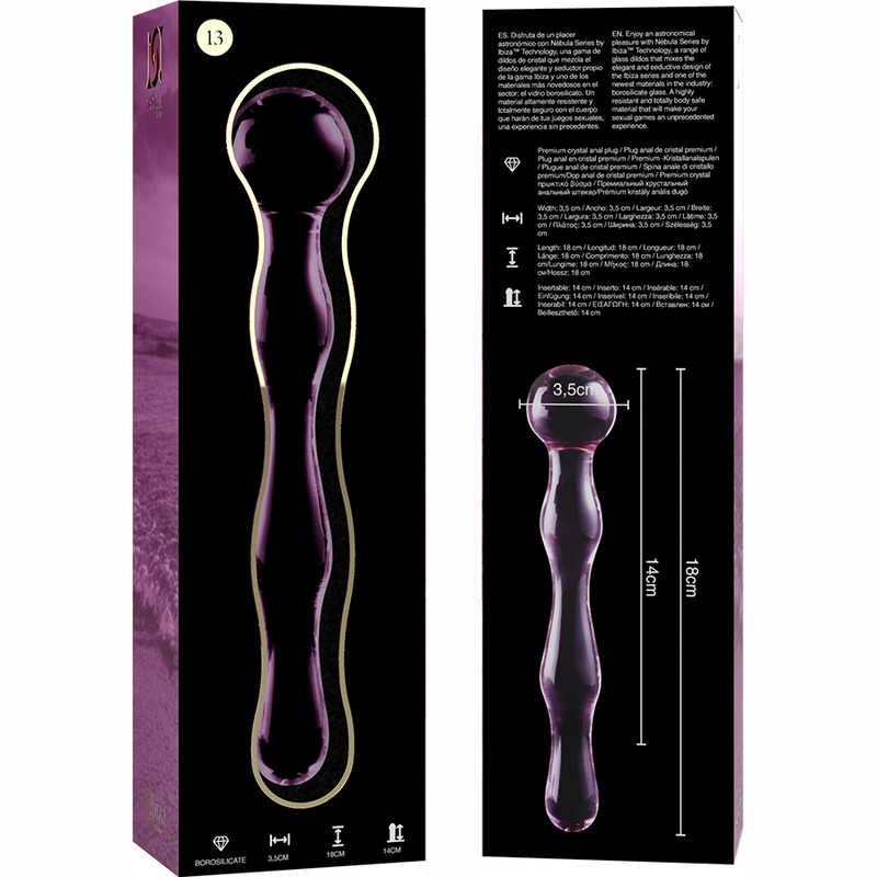 NEBULA SERIES BY IBIZA - MODELO 13 DILDO CRISTAL BOROSILICATO TRANSPARENTE 18 CM -O- 3.5 CM