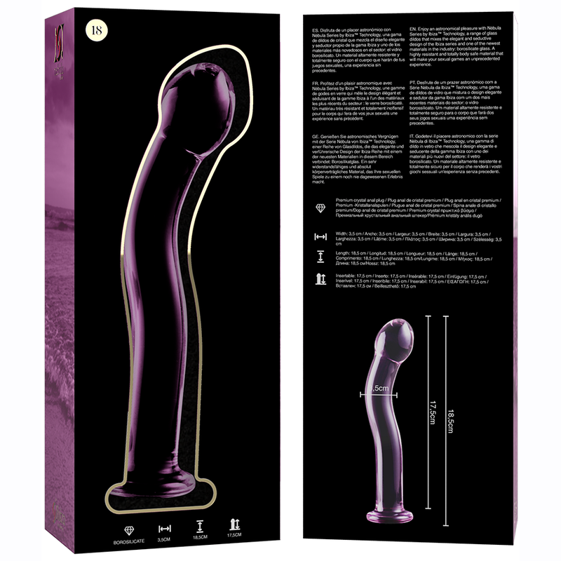 NEBULA SERIES BY IBIZA - MODELO 18 DILDO CRISTAL BOROSILICATO TRANSPARENTE 18.5 CM -O- 3.5 CM