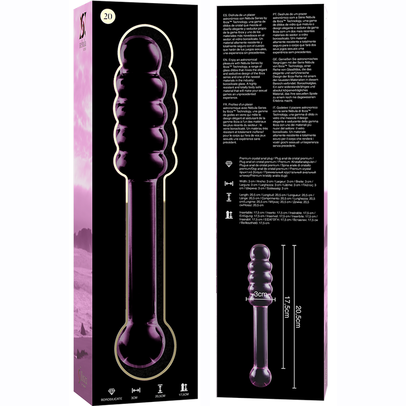 NEBULA SERIES BY IBIZA - MODELO 20 DILDO CRISTAL BOROSILICATO TRANSPARENTE 20.5 CM -O- 3 CM