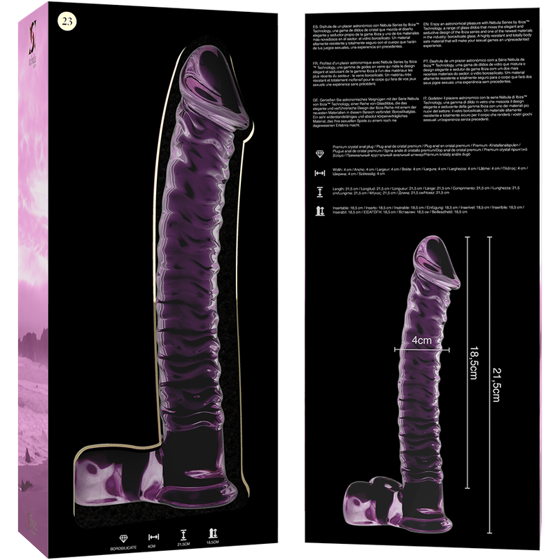 NEBULA SERIES BY IBIZA - MODELO 23 DILDO CRISTAL BOROSILICATO TRANSPARENTE 21.5 CM -O- 4 CM