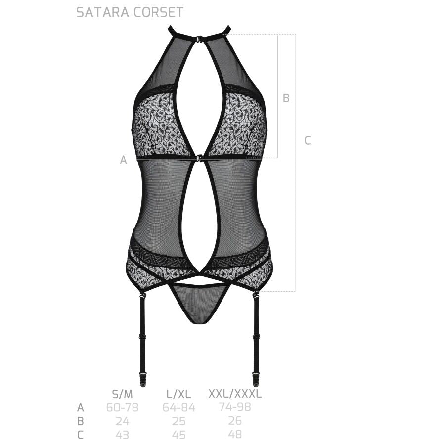 PASSION - SATARA CORSET EROTIC LINE NEGRO S/M