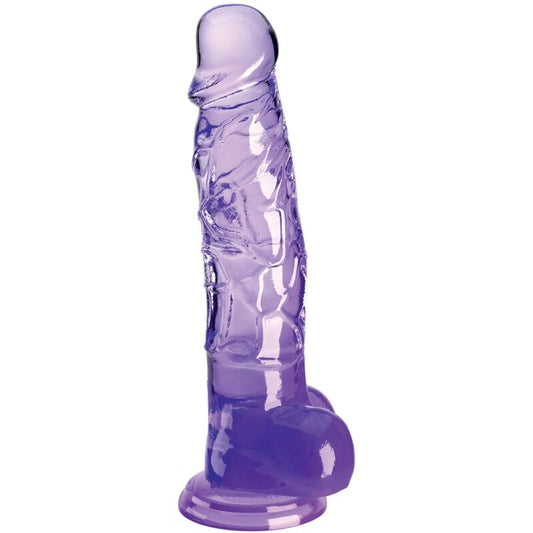 KING COCK - CLEAR PENE REALÍSTICO CON TESTÍCULOS 16.5 CM MORADO