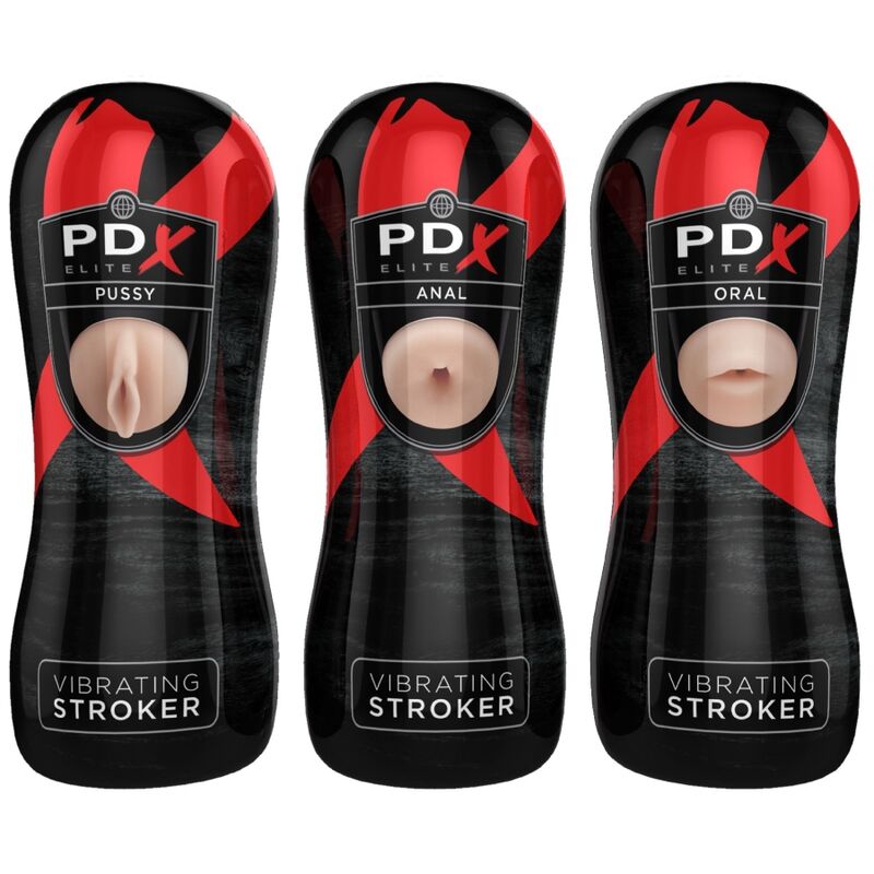 PDX ELITE - SET MASTURBADOR STROKER 12 UNIDADES: 6X VAGINA, 3X ANO, 3X BOCA