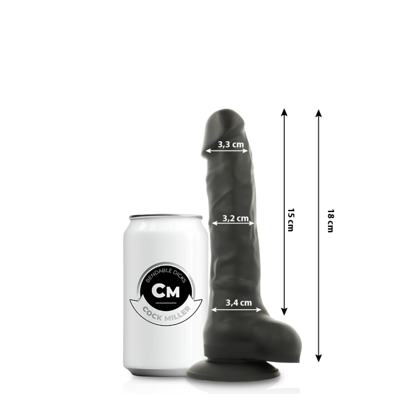 COCK MILLER - JOINTABLE DENSITY COCKSIL SILICONE BLACK 18 CM