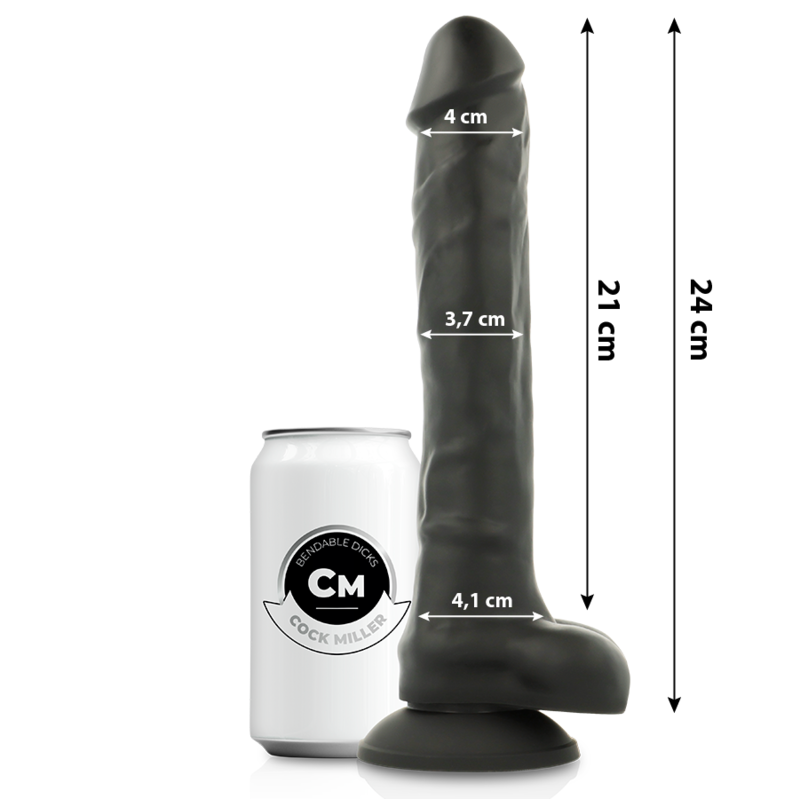 COCK MILLER - DENSITY SILICONE ARTICULABLE COCKSIL BLACK 24 CM