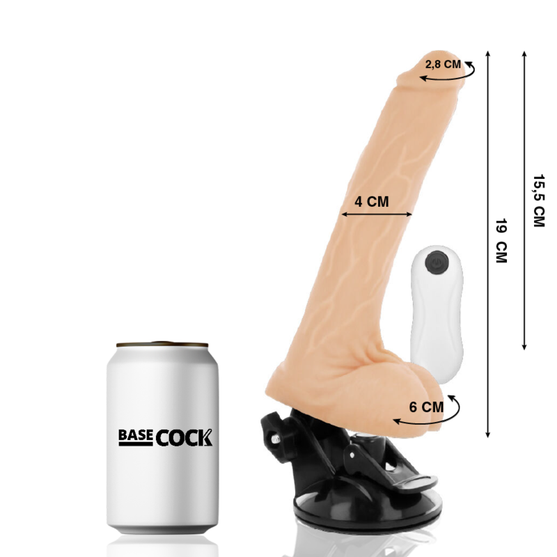 BASECOCK - REALISTIC VIBRATOR NATURAL REMOTE CONTROL 19 CM -O- 4 CM