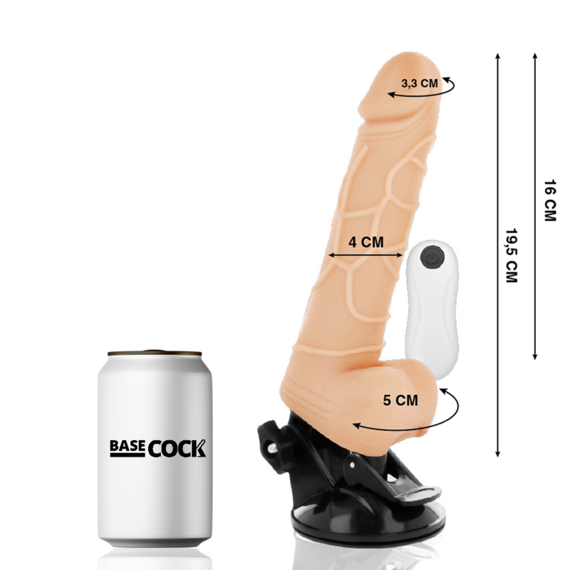 BASECOCK - NATURAL REMOTE CONTROL REALISTIC VIBRATOR WITH TESTICLES 19.5 CM -OR- 4 CM