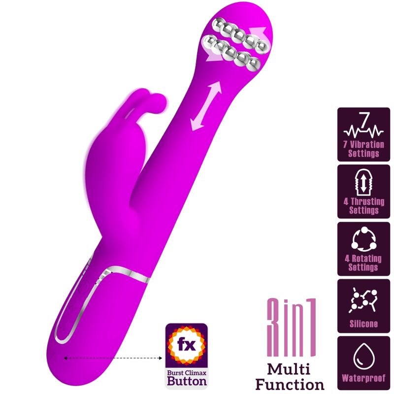 PRETTY LOVE - DEJON VIBRADOR RABBIT 3 EN 1 MULTIFUNCIÓN VIOLETA