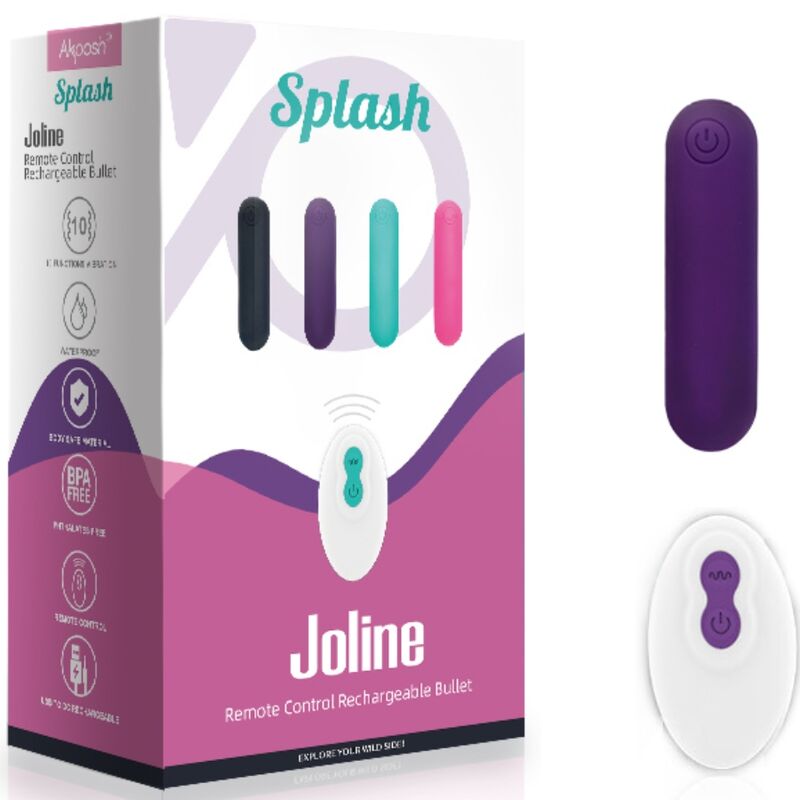 ARMONY - SPLASH JOLINE BALA VIBRADORA SILICONA CONTROL REMOTO 10 VIBRACIONES 6.5 X 1.5 CM MORADO
