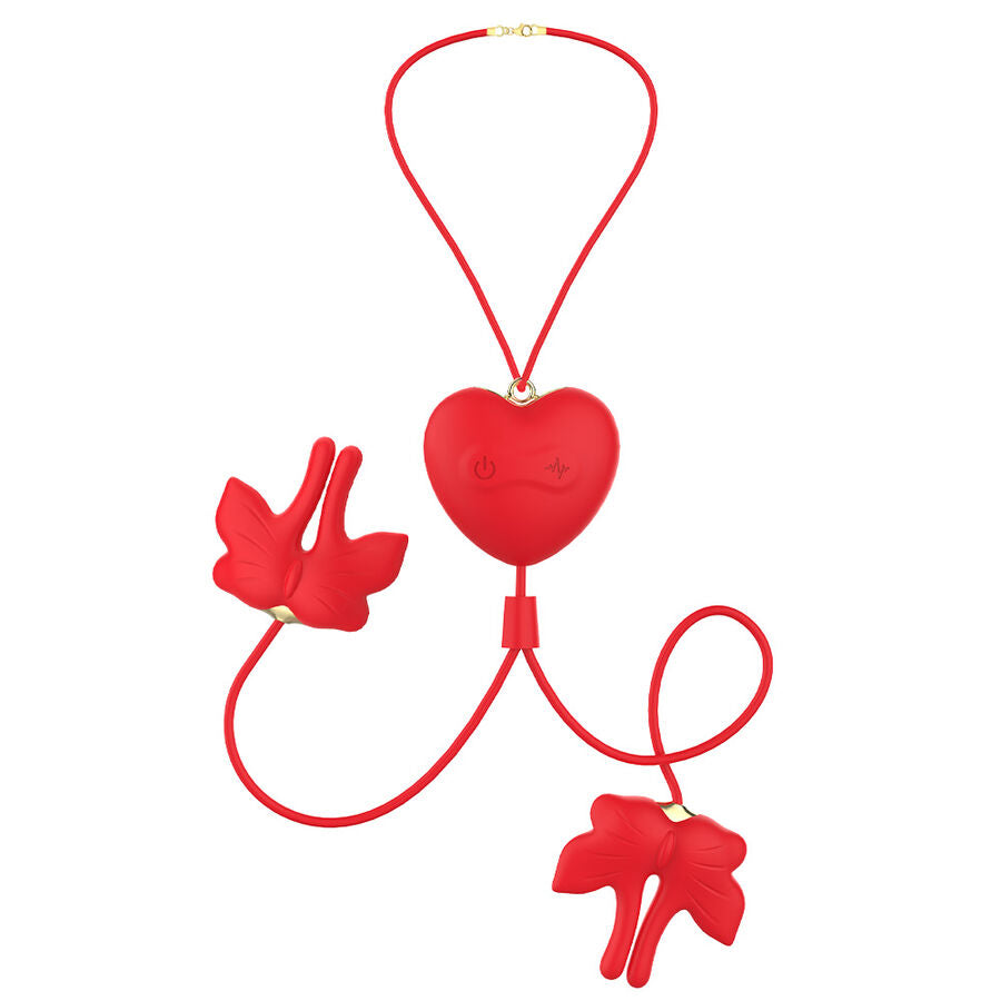 ARMONY - PINZAS PARA PEZONES MAGNÉTICA CON VIBRACIÓN FORMA MARIPOSA ROJO
