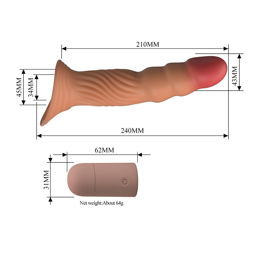 PRETTY LOVE - FUNDA PARA PENE TEXTURIZADA CON VIBRACIÓN Y CONTROL REMOTO
