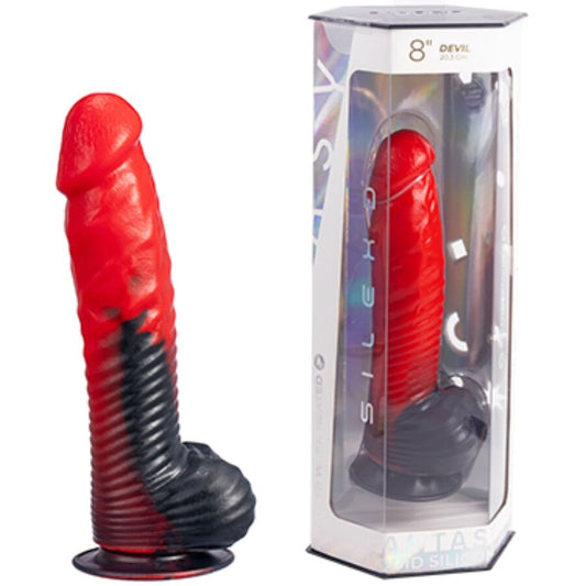 SILEXD - DEVIL DILDO FANTASY SILICONA LIQUIDA TERMOREACTIVO ROJO NEGRO 20.3 CM