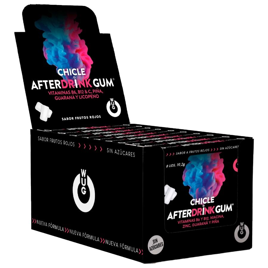 WUG After Drink – DISPLAY 12 X 8 UDS | El chicle funcional que te ayuda a recuperar energía tras la noche