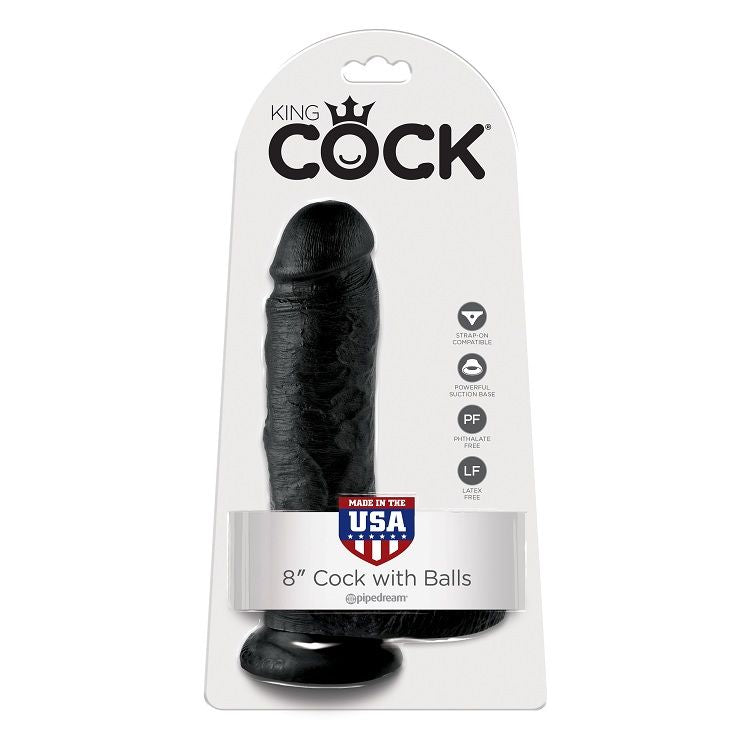 KING COCK - 8 PENE REALISTICO NEGRO 20.3 CM