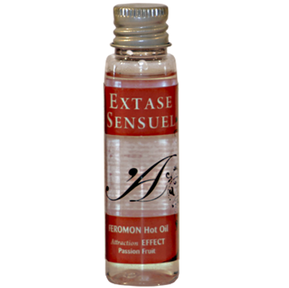 EXTASE SENSUAL - ACEITE MASAJE EFECTO CALOR CON FEROMONAS FRUTA DE LA PASION VIAJE 35 ML