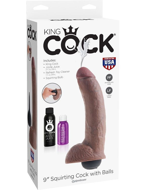 KING COCK - REALISTIC EJACULATING PENIS BROWN 22.86 CM