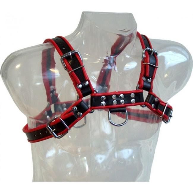 LEATHER BODY - CHAIN ​​HARNESS III BLACK / RED 