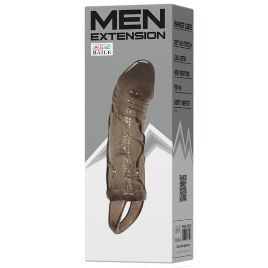 BAILE - PENIS EXTENSION SLEEVE WITH STRAP FOR TESTICLES BLACK 13.5 CM