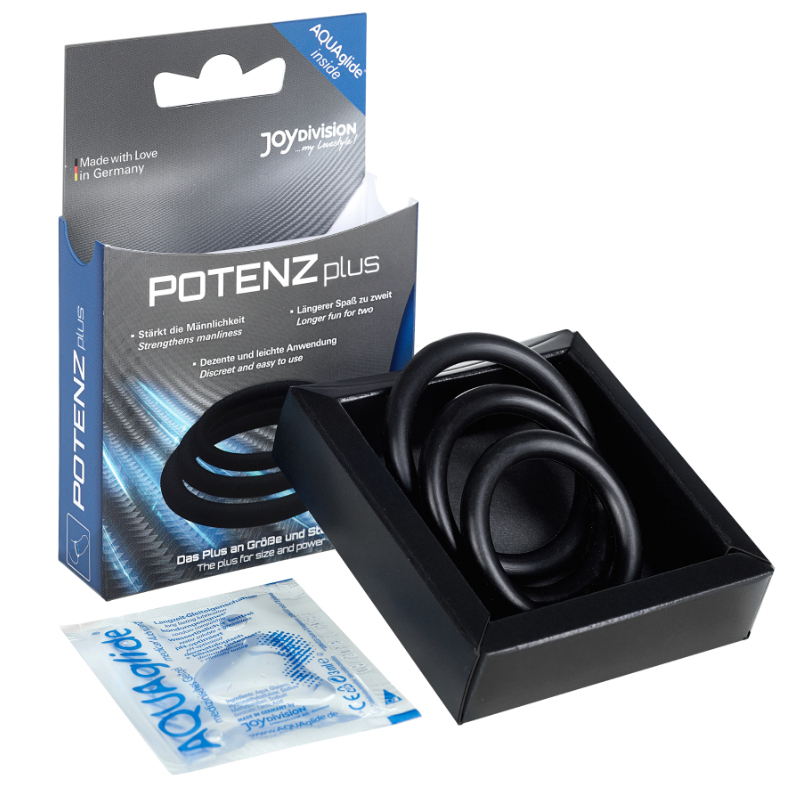 JOYDIVISION POTENZDUO - PLUS PACK 3 BLACK PENIS RINGS - S, M, L